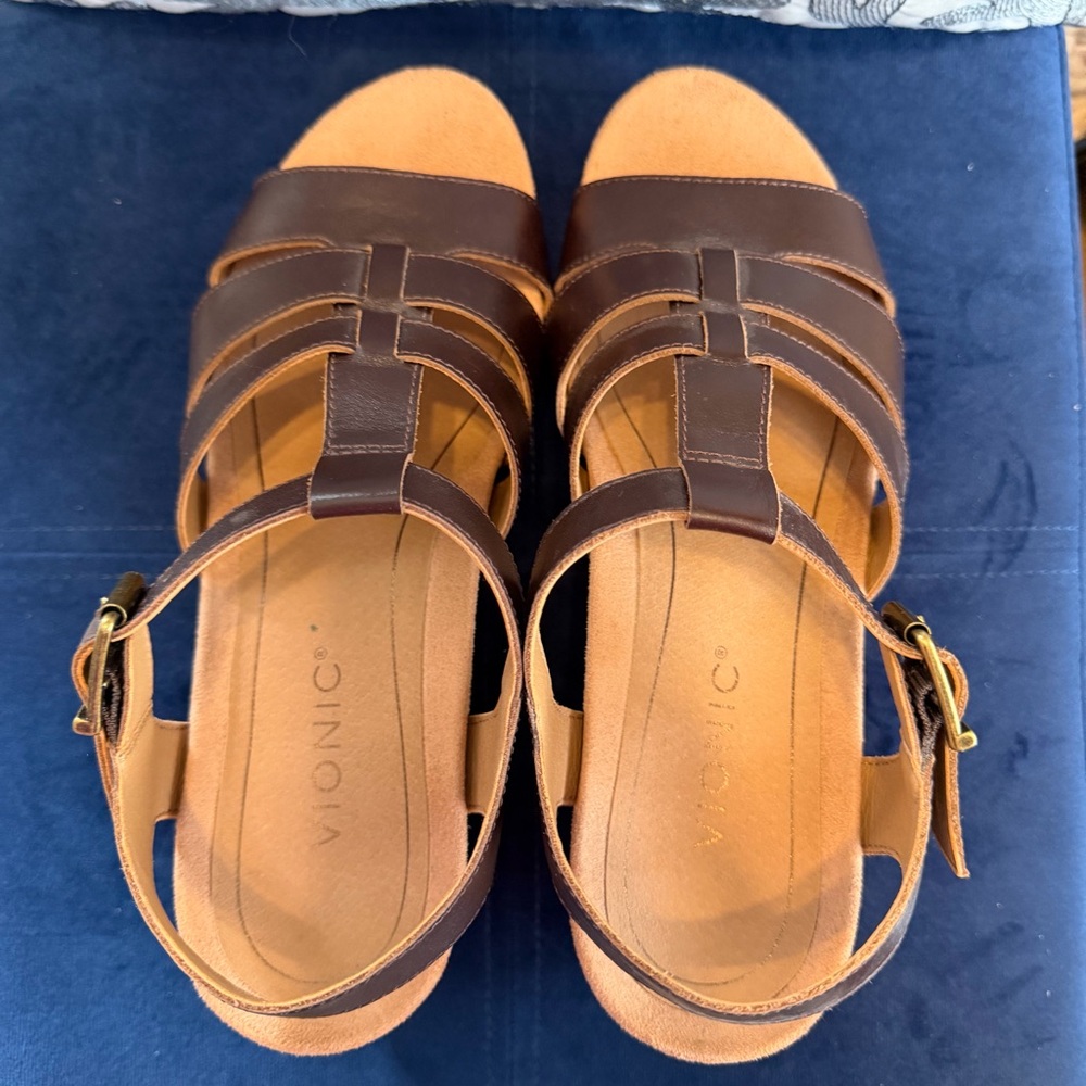 Vionic Dark Brown Wedge Sandals - Picture 3 of 7